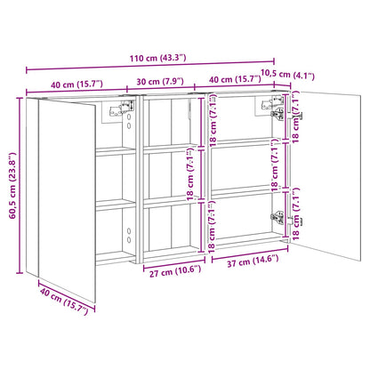 Set di Armadi da Bagno con porta 3 pcs 110 x 10,5 x 60,5 cm