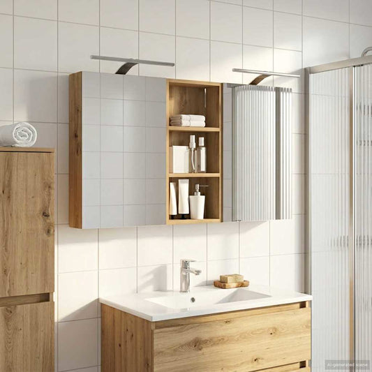 Set di Armadi da Bagno con porta 3 pcs 110 x 10,5 x 60,5 cm | homemem39
