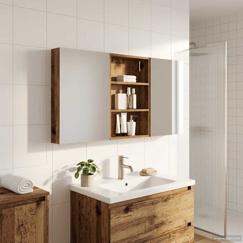 Set di Armadi da Bagno con porta 3 pcs 120 x 10,5 x 60,5 cm | homemem39