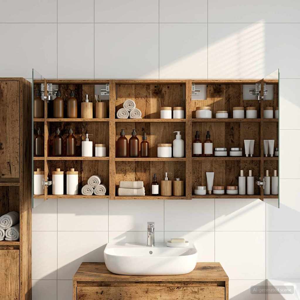 Set di Armadi da Bagno con porta 3 pcs 120 x 10,5 x 60,5 cm | homemem39