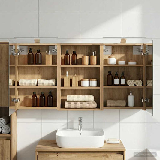 Set di Armadi da Bagno con porta 3 pcs 120 x 10,5 x 60,5 cm | homemem39