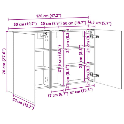 Set di Armadi da Bagno con lo scaffale 3 pcs 120 x 14,5 x 70 cm