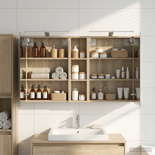 Set di Armadi da Bagno con lo scaffale 3 pcs 120 x 14,5 x 70 cm | homemem39