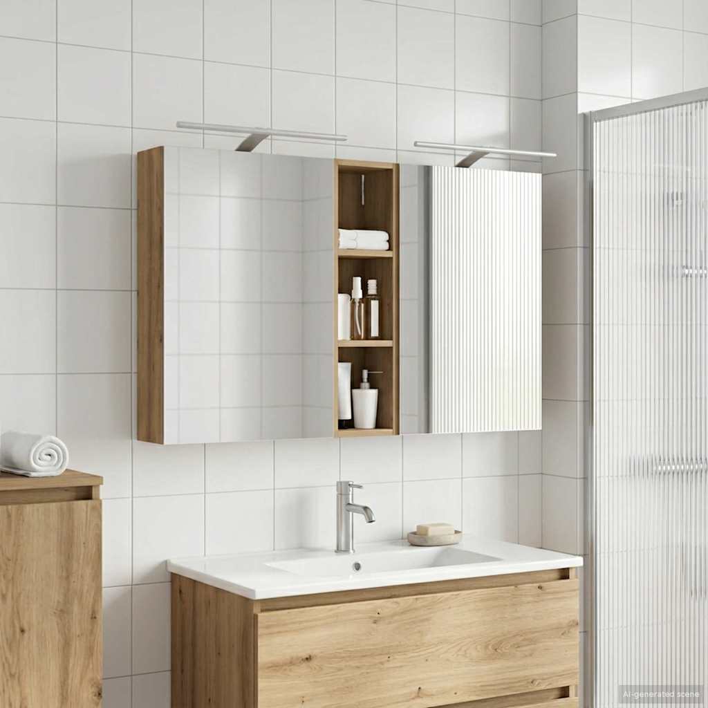 Set di Armadi da Bagno con lo scaffale 3 pcs 120 x 14,5 x 70 cm | homemem39