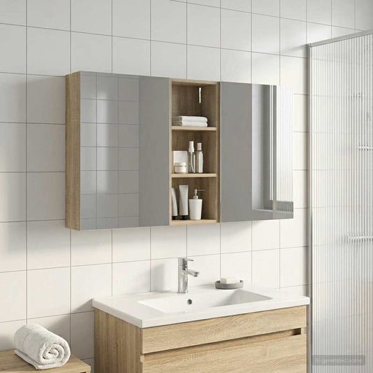 Set di Armadi da Bagno con lo scaffale 3 pcs 130 x 14,5 x 70 cm | homemem39