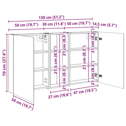 Set di Armadi da Bagno con lo scaffale 3 pcs 130 x 14,5 x 70 cm