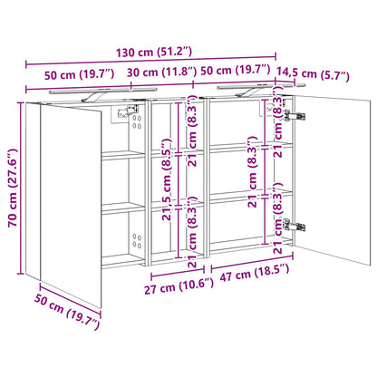 Set di Armadi da Bagno con lo scaffale 3 pcs 130 x 14,5 x 70 cm