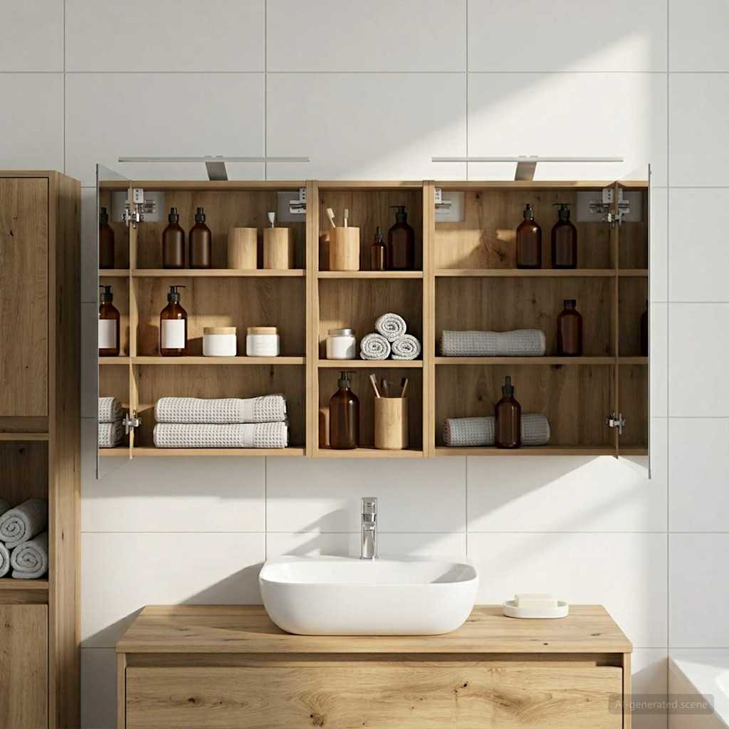 Set di Armadi da Bagno con lo scaffale 3 pcs 130 x 14,5 x 70 cm | homemem39
