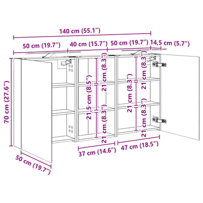 Set di Armadi da Bagno con lo scaffale 3 pcs 140 x 14,5 x 70 cm