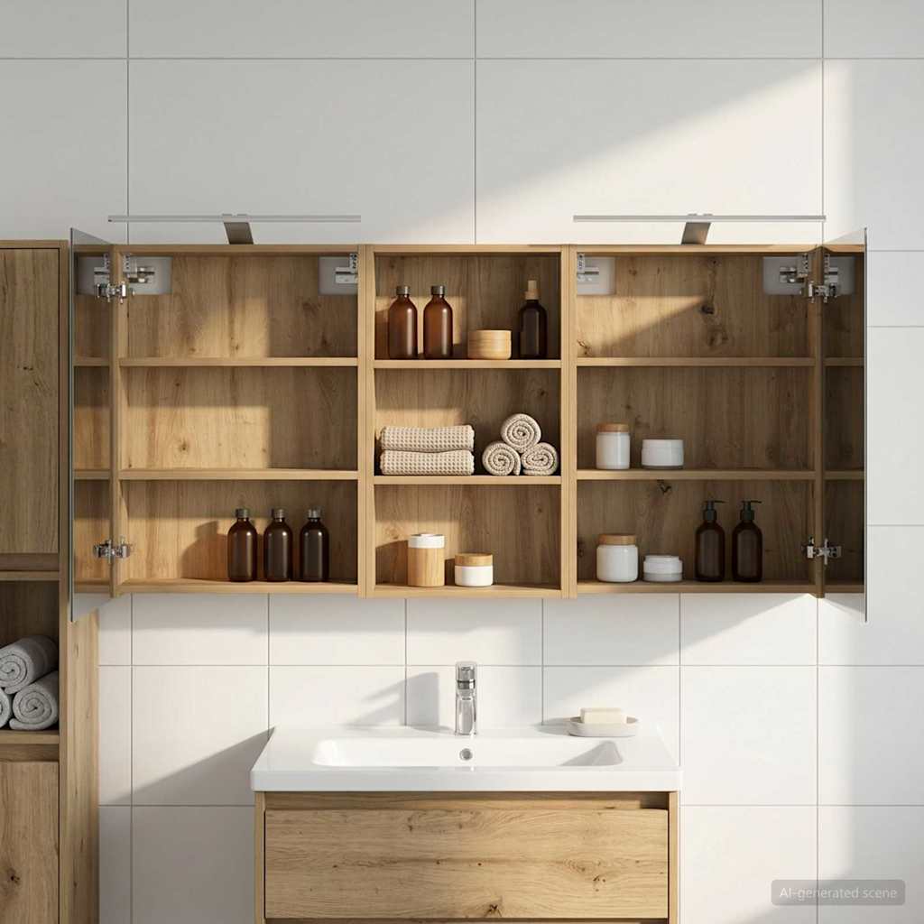 Set di Armadi da Bagno con lo scaffale 3 pcs 140 x 14,5 x 70 cm | homemem39