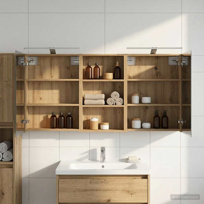 Set di Armadi da Bagno con lo scaffale 3 pcs 140 x 14,5 x 70 cm | homemem39