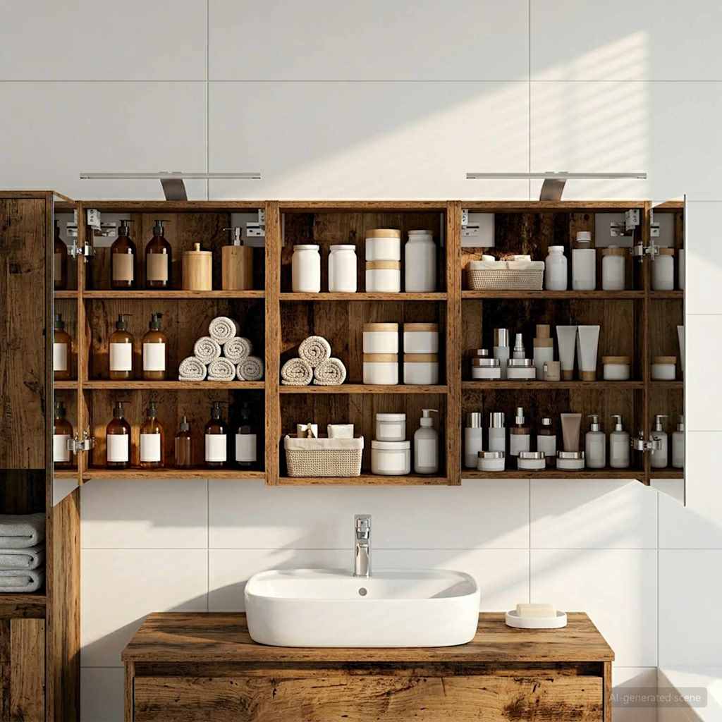 Set di Armadi da Bagno con lo scaffale 3 pcs 126 x 16 x 62.5 cm | homemem39