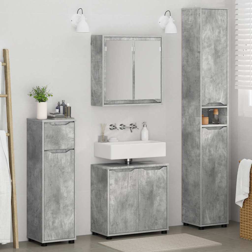 Set di mobili per il bagno con cassetto 4 pcs Grigio cemento