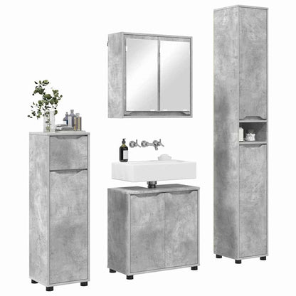 Set di mobili per il bagno con cassetto 4 pcs Grigio cemento