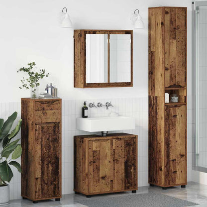 Set di mobili per il bagno con cassetto 4 pcs Legno vecchio