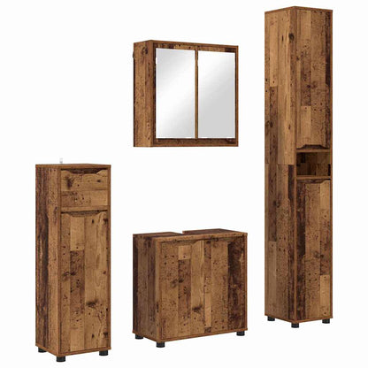 Set di mobili per il bagno con cassetto 4 pcs Legno vecchio