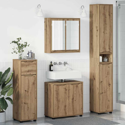 Set di mobili per il bagno con ruota 4 pcs Rovere artigianale