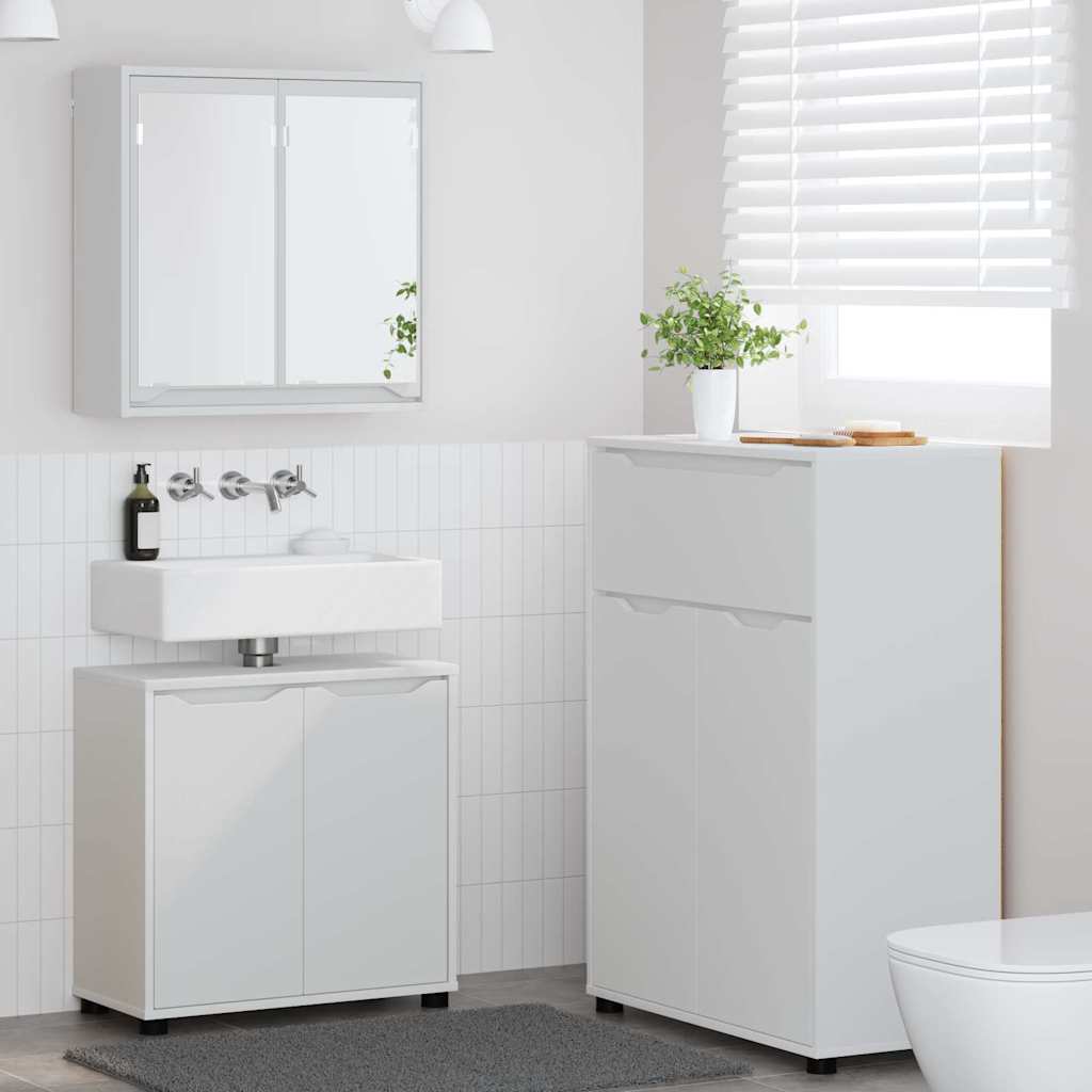 Set di mobili per il bagno 3 pcs Bianco Legno multistrato