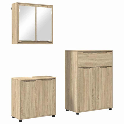 Set di mobili per il bagno con cassetto 3 pcs Rovere Sonoma
