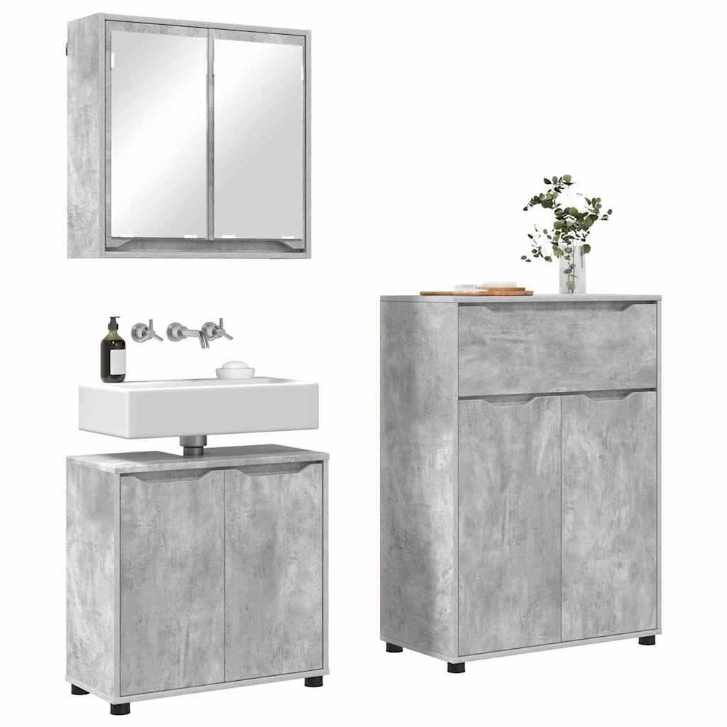 Set di mobili per il bagno con cassetto 3 pcs Grigio cemento