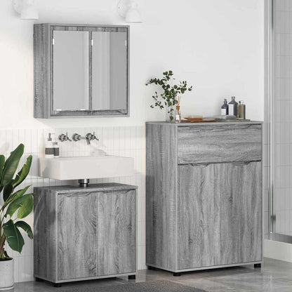 Set di mobili per il bagno con cassetto 3 pcs Grigio Sonoma