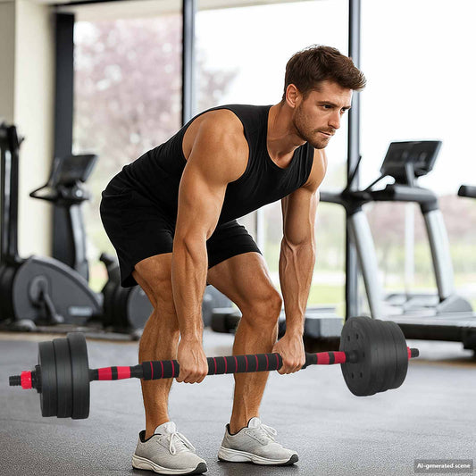 Set di Manubri 2-in-1 Nero e Rosso 121 x 19,5 x 19,5 cm