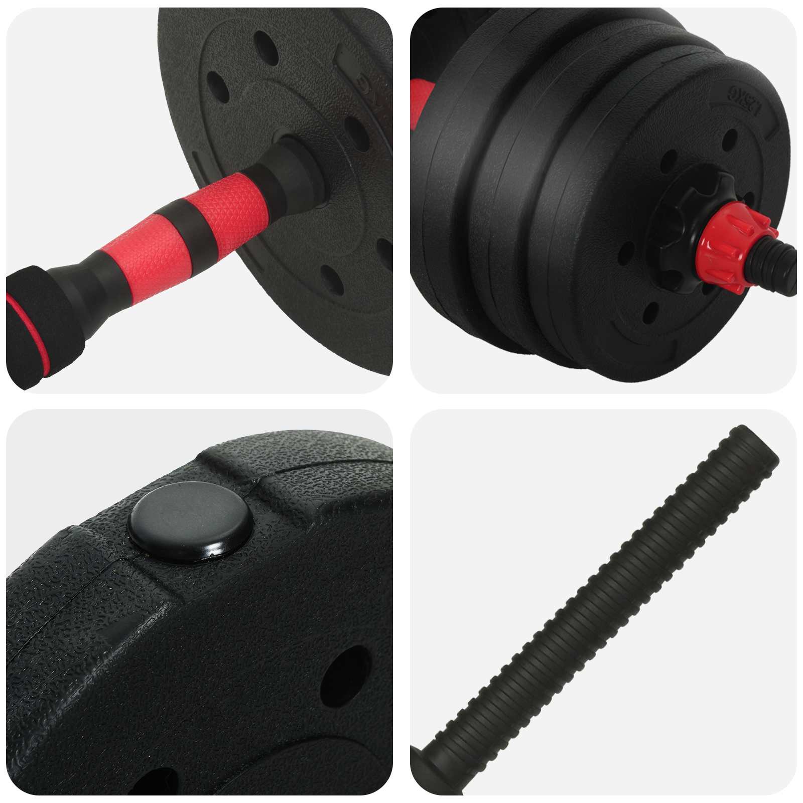 Set di Manubri 4-in-1 30kg Nero e Rosso | homemem39