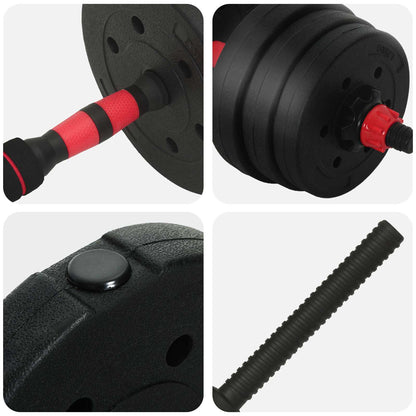 Set di Manubri 4-in-1 30kg Nero e Rosso | homemem39