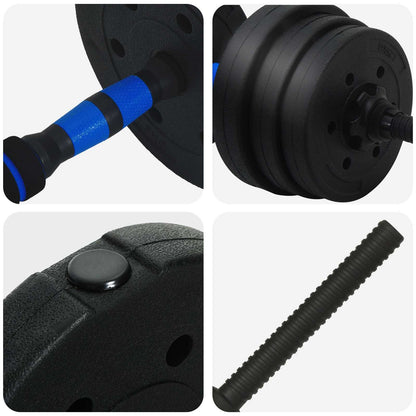 Set di Manubri 4-in-1 30kg Nero e Blu Cemento e sabbia di ferro | homemem39