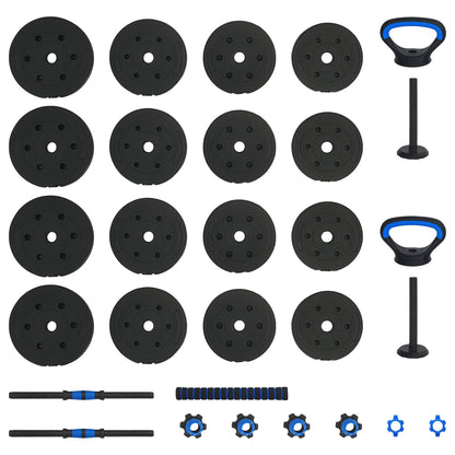 Set di Manubri 4-in-1 Nero e Blu 121 x 19,5 x 19,5 cm