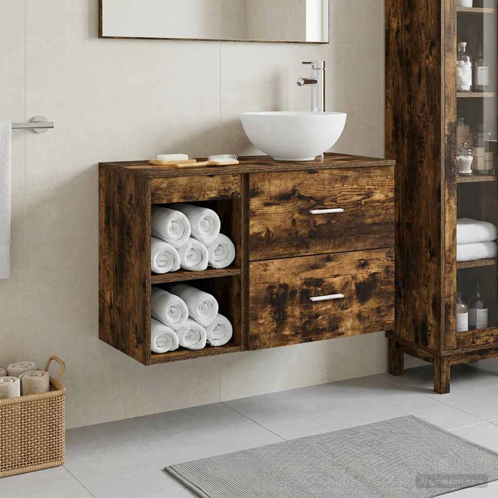 Set di mobili per il bagno 2 pcs Rovere Fumo | homemem39