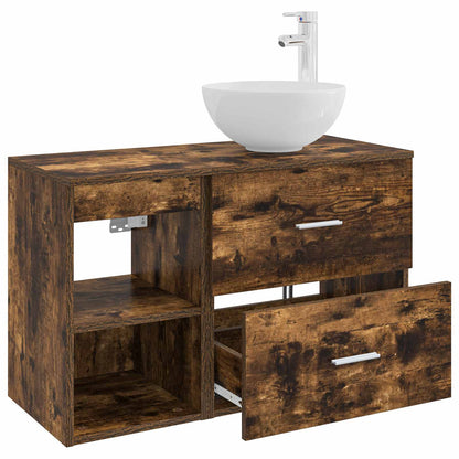 Set di mobili per il bagno 2 pcs Rovere Fumo | homemem39