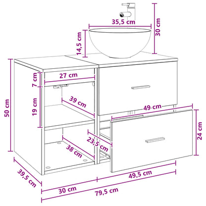 Set di mobili per il bagno 2 pcs Legno antico | homemem39