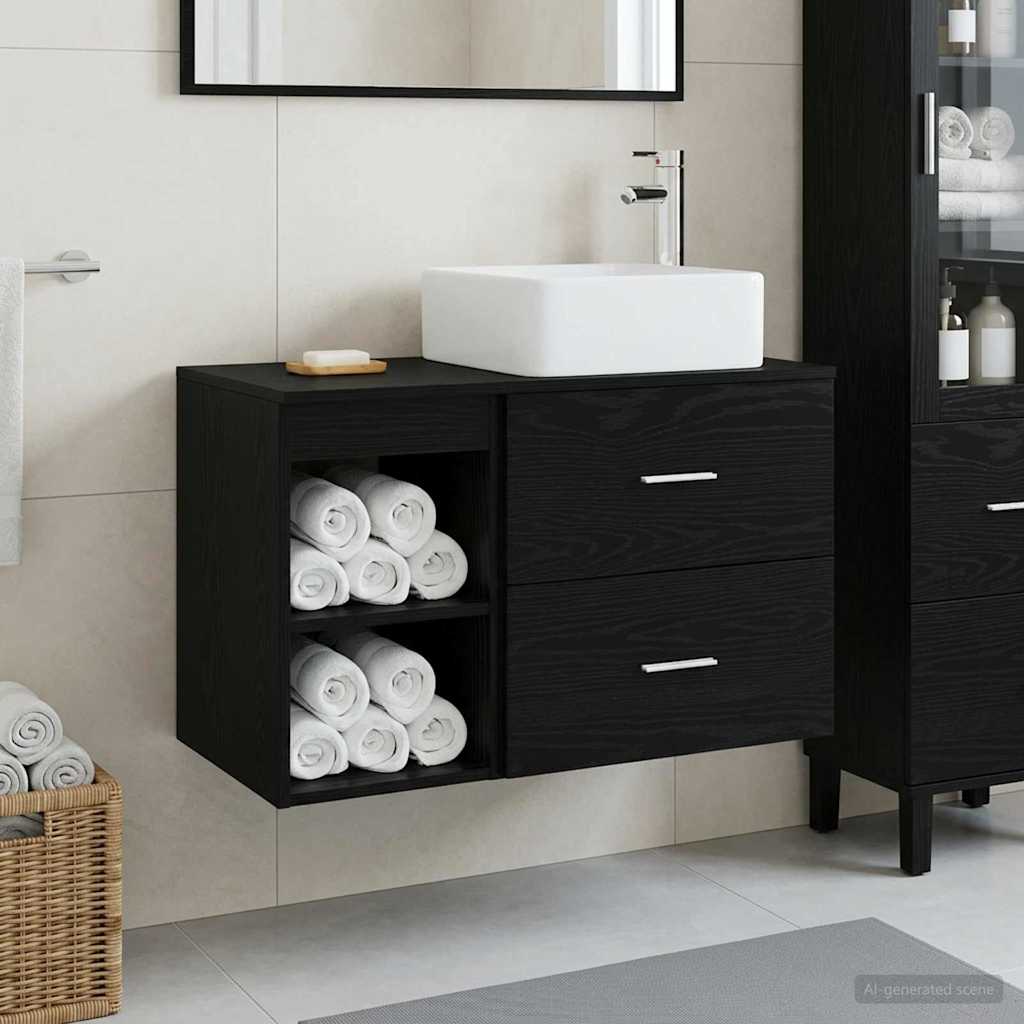 Set di mobili per il bagno 2 pcs Rovere Nero | homemem39