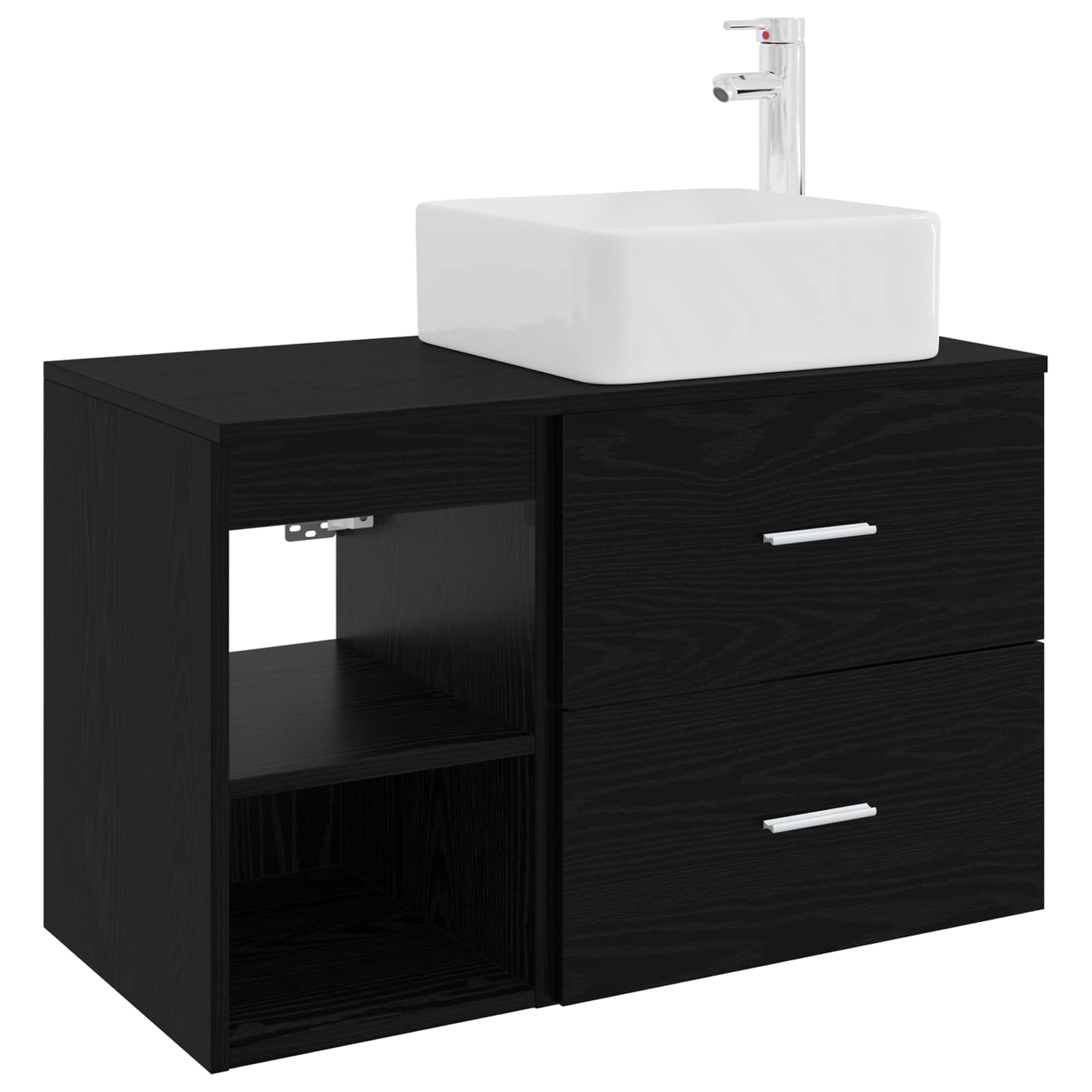 Set di mobili per il bagno 2 pcs Rovere Nero | homemem39