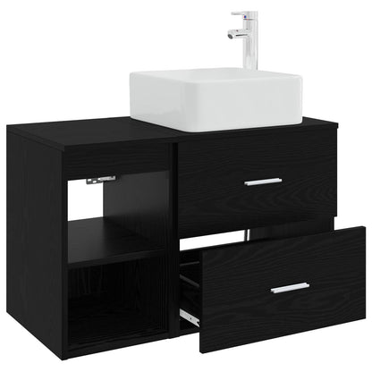 Set di mobili per il bagno 2 pcs Rovere Nero | homemem39
