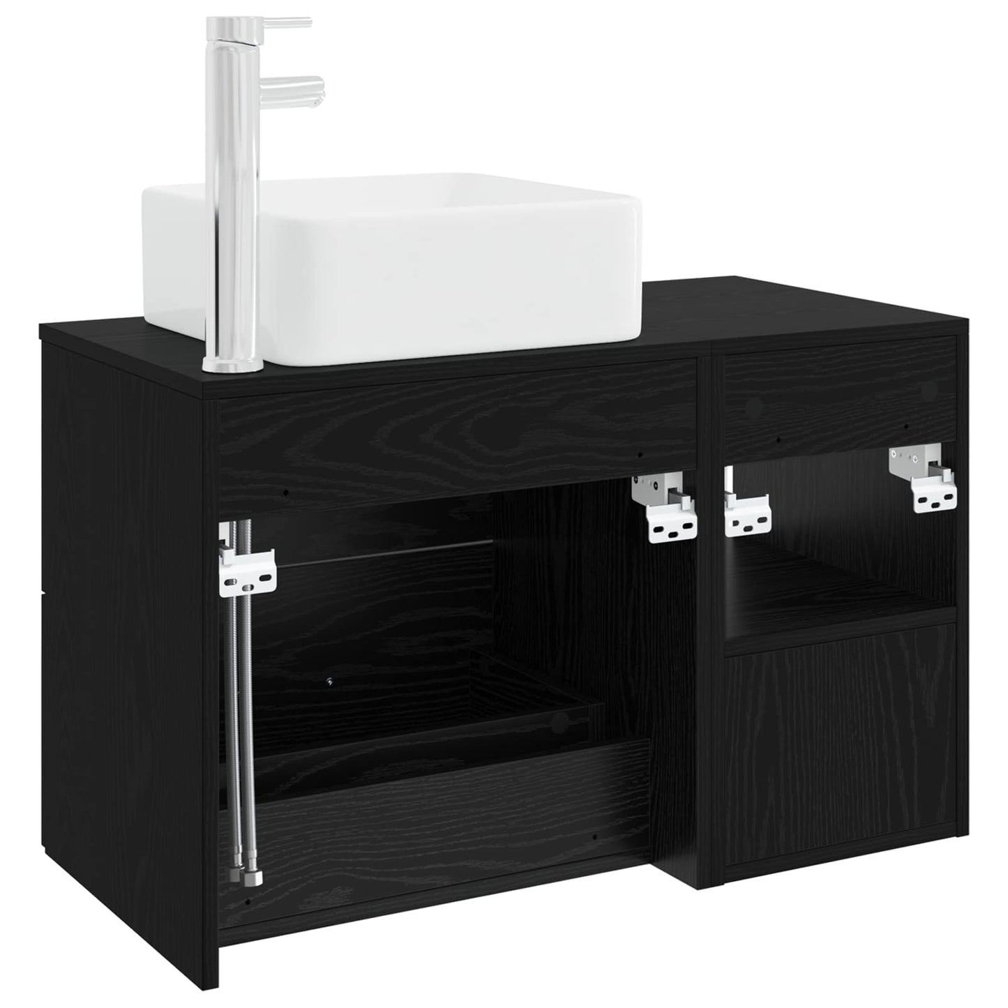 Set di mobili per il bagno 2 pcs Rovere Nero | homemem39