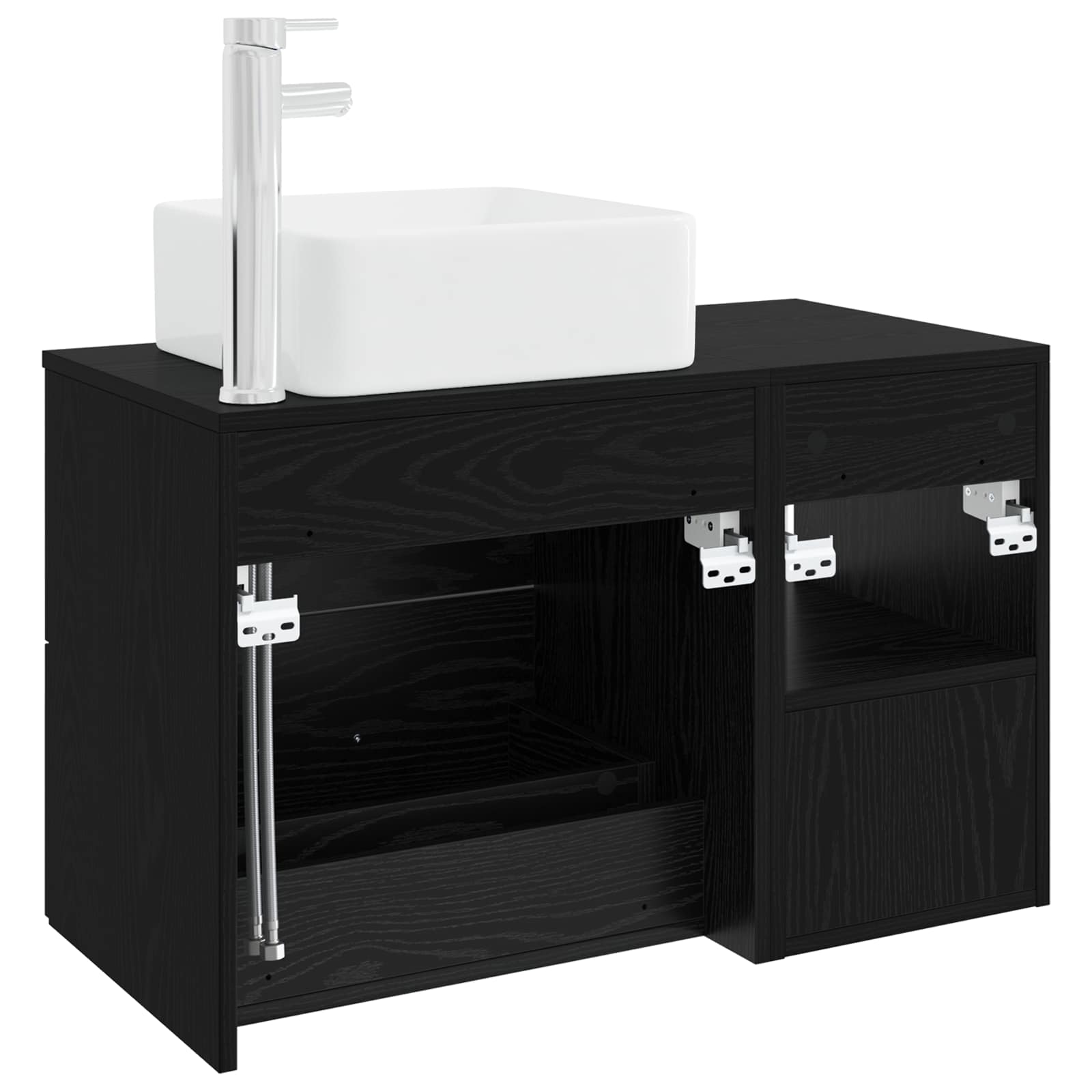 Set di mobili per il bagno 2 pcs Rovere Nero | homemem39
