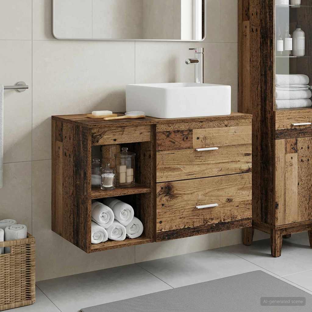 Set di mobili per il bagno 2 pcs Legno antico | homemem39
