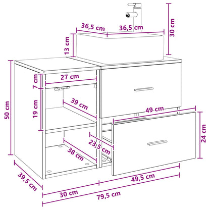 Set di mobili per il bagno 2 pcs Legno antico | homemem39
