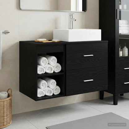 Set di mobili per il bagno 2 pcs Rovere Nero | homemem39