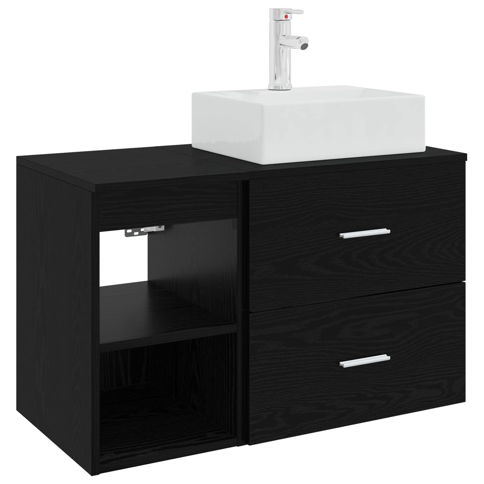 Set di mobili per il bagno 2 pcs Rovere Nero | homemem39