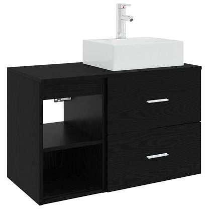 Set di mobili per il bagno 2 pcs Rovere Nero | homemem39