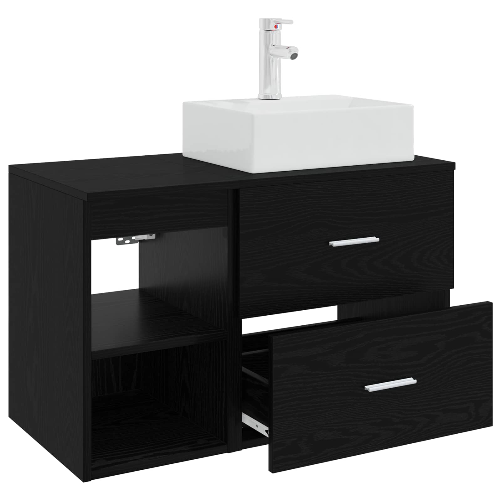 Set di mobili per il bagno 2 pcs Rovere Nero | homemem39