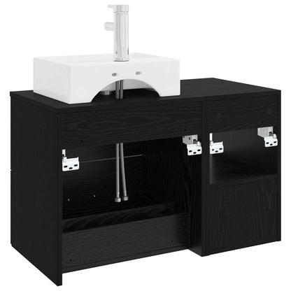 Set di mobili per il bagno 2 pcs Rovere Nero | homemem39