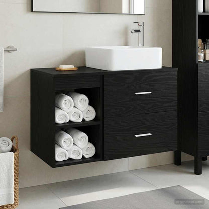 Set di mobili per il bagno 2 pcs Rovere Nero | homemem39