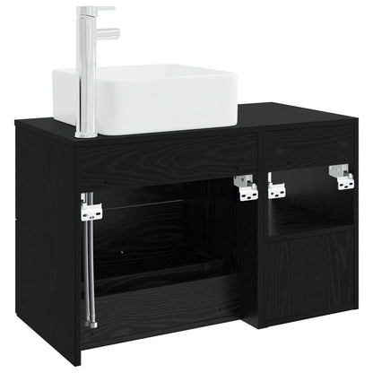Set di mobili per il bagno 2 pcs Rovere Nero | homemem39