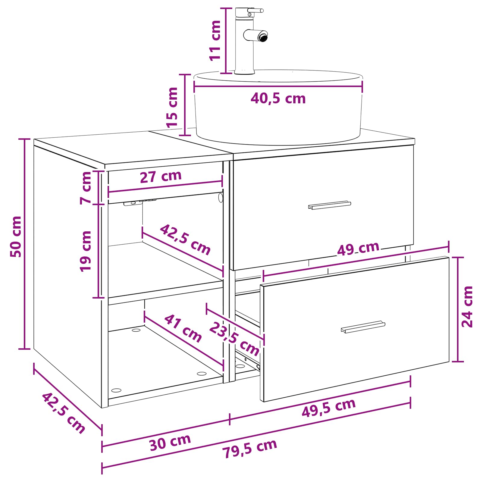 Set di mobili per il bagno 2 pcs Bianco Legno ingegnerizzato | homemem39