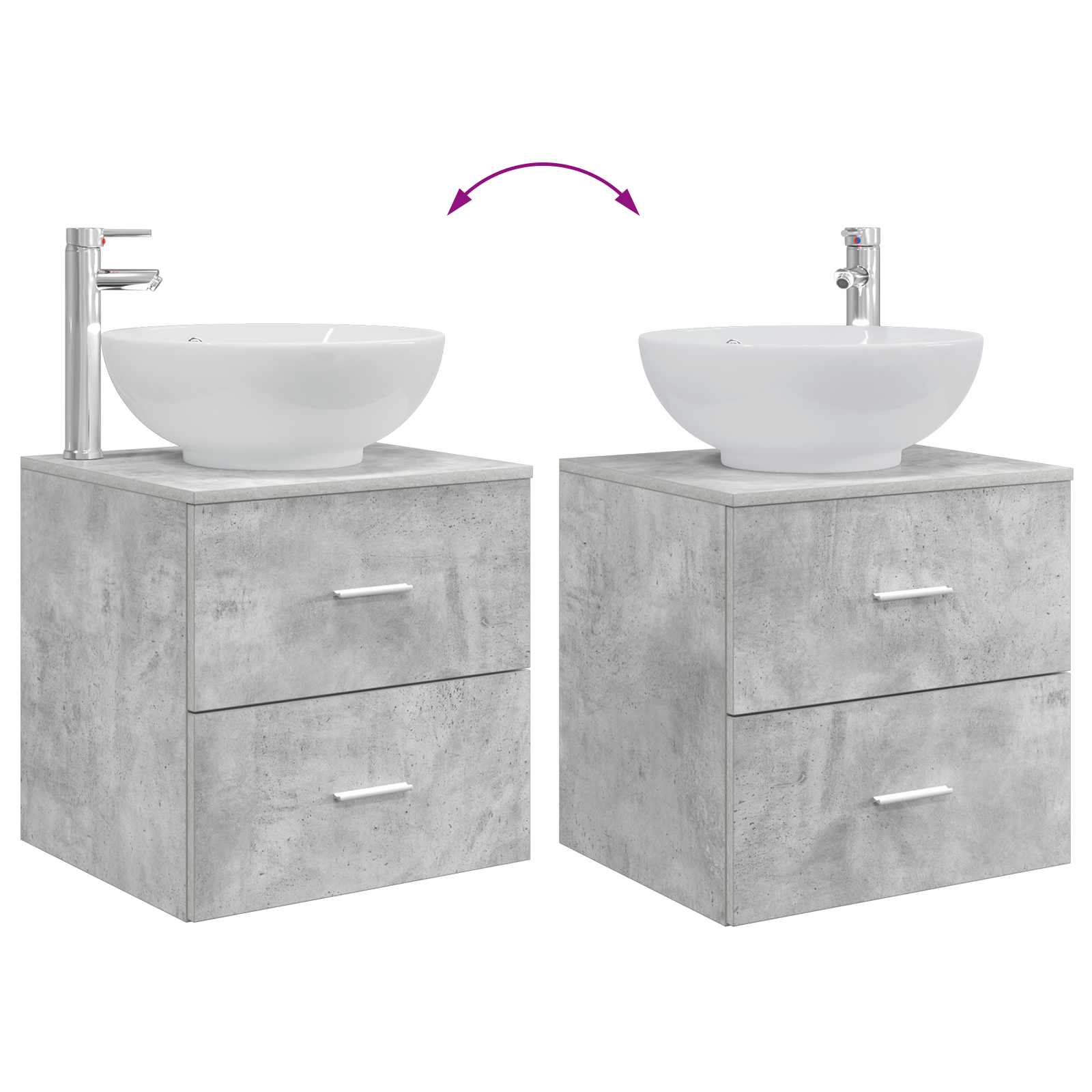 Set di mobili per il bagno 2 pcs Grigio Cemento | homemem39