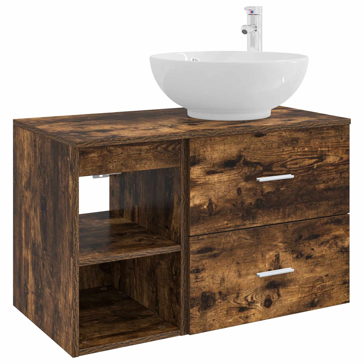 Set di mobili per il bagno 2 pz Rovere Fumo